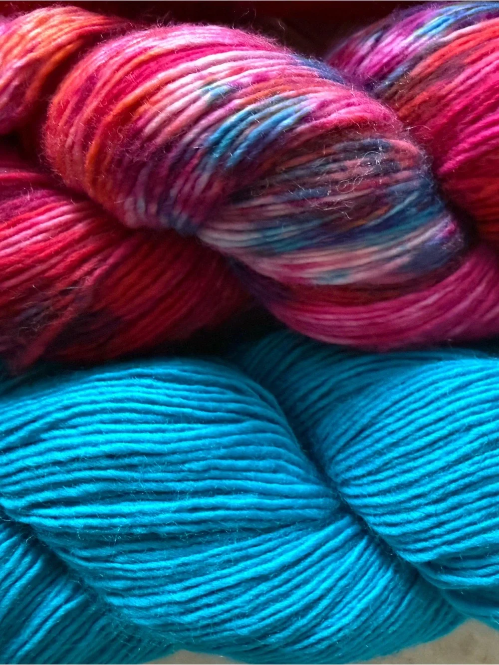 Vibrant Hand-Dyed Yarn Bundle - Red, Multi, Turquoise